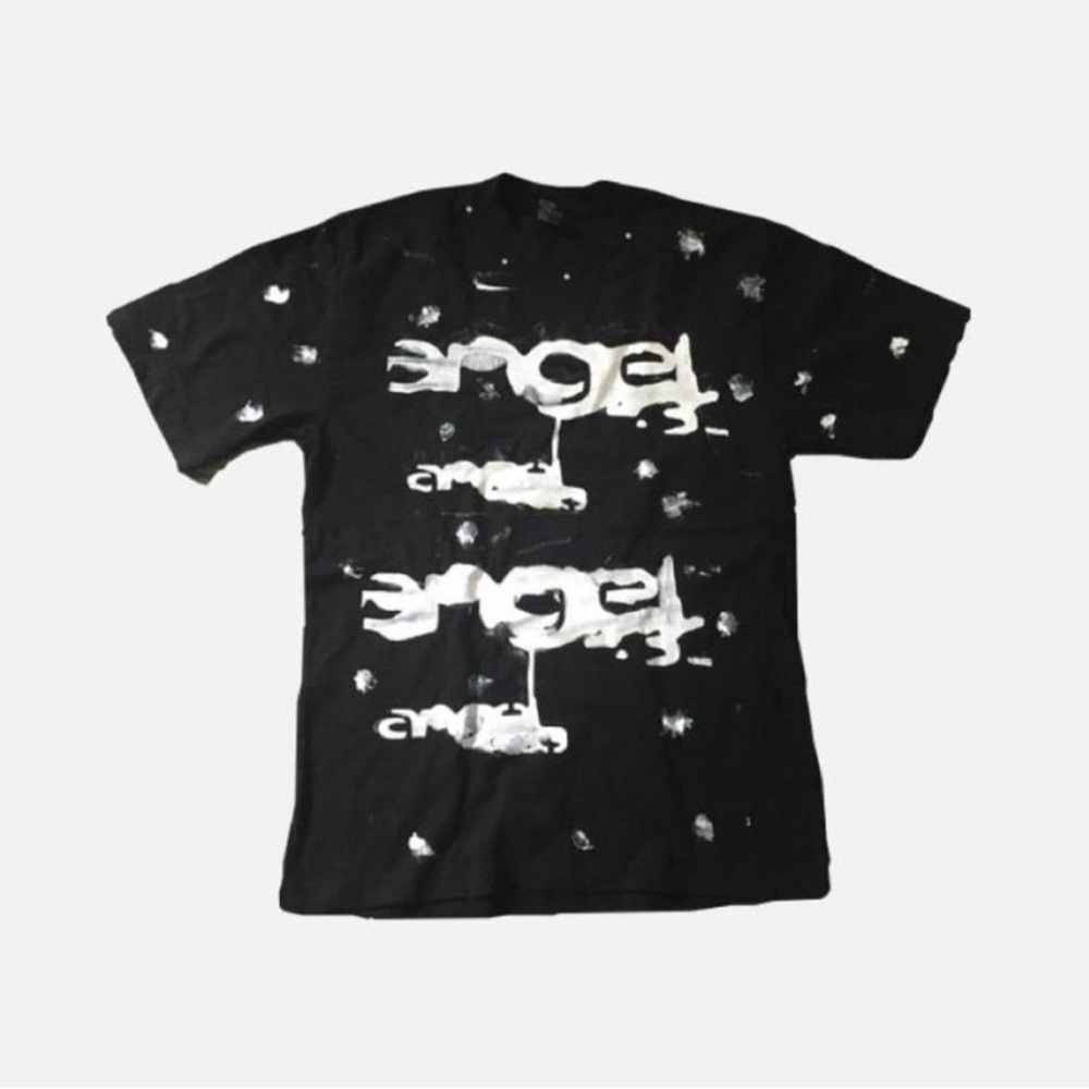 Edgy Black Graphic Tee with White Accents
